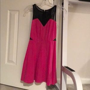 Fit and flare mesh pink dress